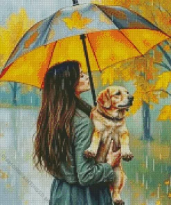 Dog Holding Umbrella Diamond Painting