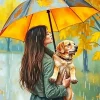 Dog Holding Umbrella Diamond Painting