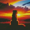 Dog In A Sunset Diamond Painting