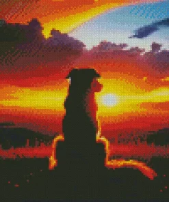 Dog In A Sunset Diamond Painting