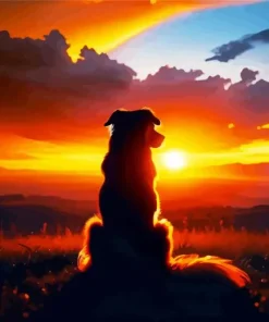 Dog In A Sunset Diamond Painting