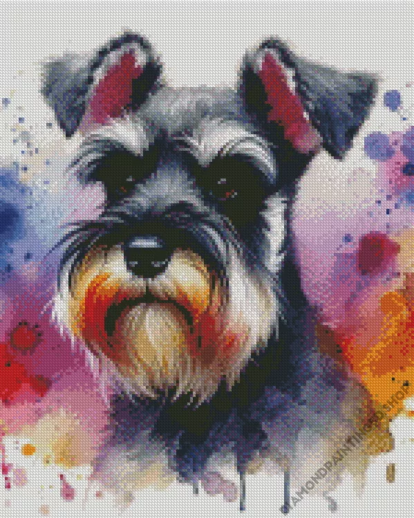 aesthetic dog schnauzer miniature art Diamond With Numbers Aesthetic Dog Schnauzer Diamond Painting
