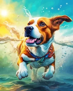 Dog Swimming Art Diamond Painting