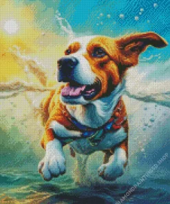 Dog Swimming Art Diamond Painting