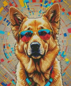 Dog Wearing Glasses Diamond Painting