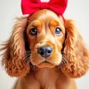Dog With Red Bow Diamond Painting