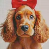 Dog With Red Bow Diamond Painting