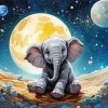 Elephant And Moon Diamond Painting