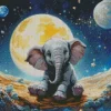 Elephant And Moon Diamond Painting