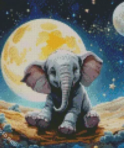 Elephant And Moon Diamond Painting