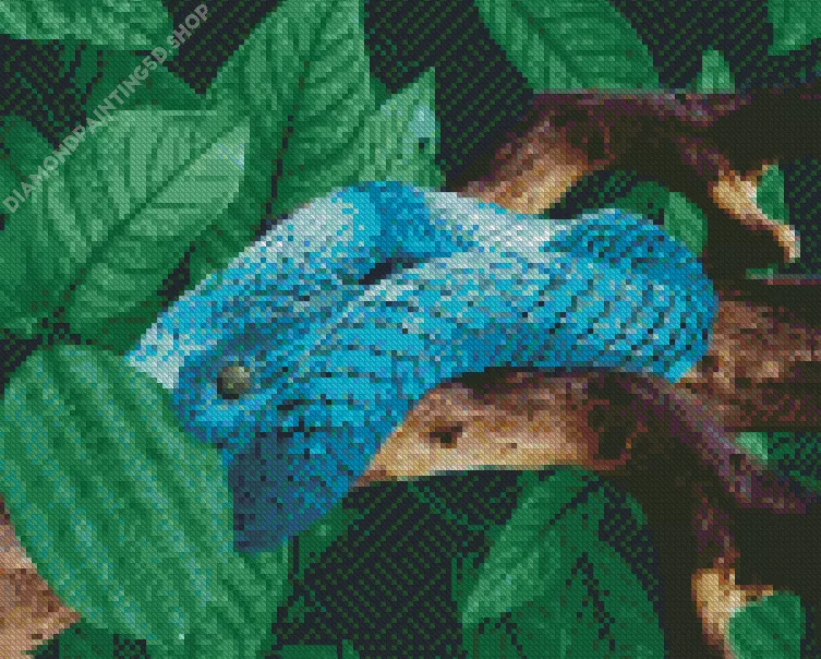 blue bush snake Diamond With Numbers Blue Bush Snake Diamond Painting