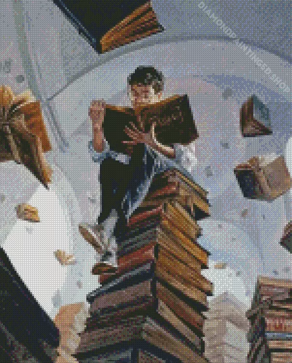 bookish man Diamond With Numbers Bookish Man Diamond Painting
