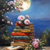 Books With Flowers Diamond Painting