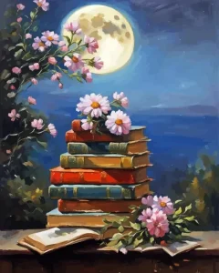 Books With Flowers Diamond Painting
