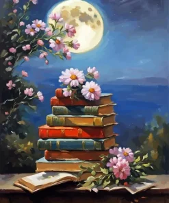 Books With Flowers Diamond Painting