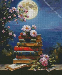 Books With Flowers Diamond Painting