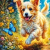 Dog And Butterfly Diamond Painting