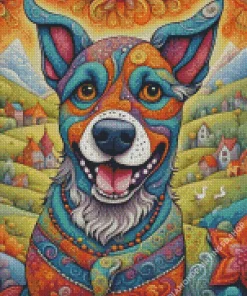 Dog Folk Art Diamond Painting