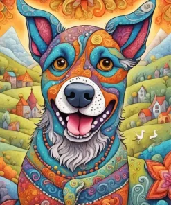 Dog Folk Art Diamond Painting