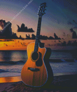 Guitar Seaside Diamond Painting