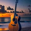 Guitar Seaside Diamond Painting