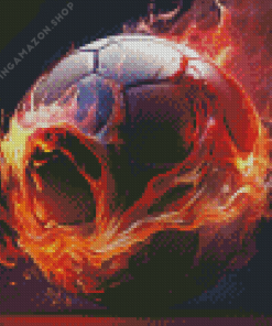 Soccer Ball On Fire Diamond Painting