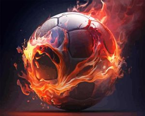 Soccer Ball On Fire Diamond Painting