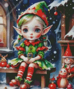 Adorable Christmas Elf Diamond Painting