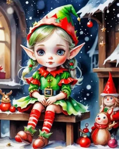 Adorable Christmas Elf Diamond Painting