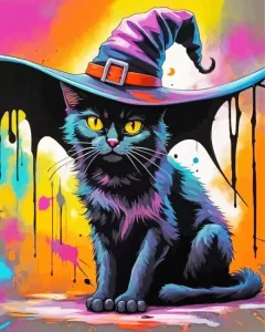 Aesthetic Cat Witch Diamond Painting
