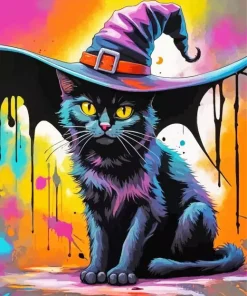 Aesthetic Cat Witch Diamond Painting