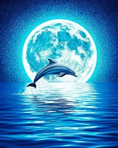 Dolphin And Moon Diamond Painting