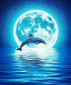 Dolphin And Moon Diamond Painting