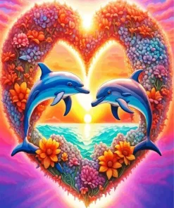 Dolphin Heart Diamond Painting