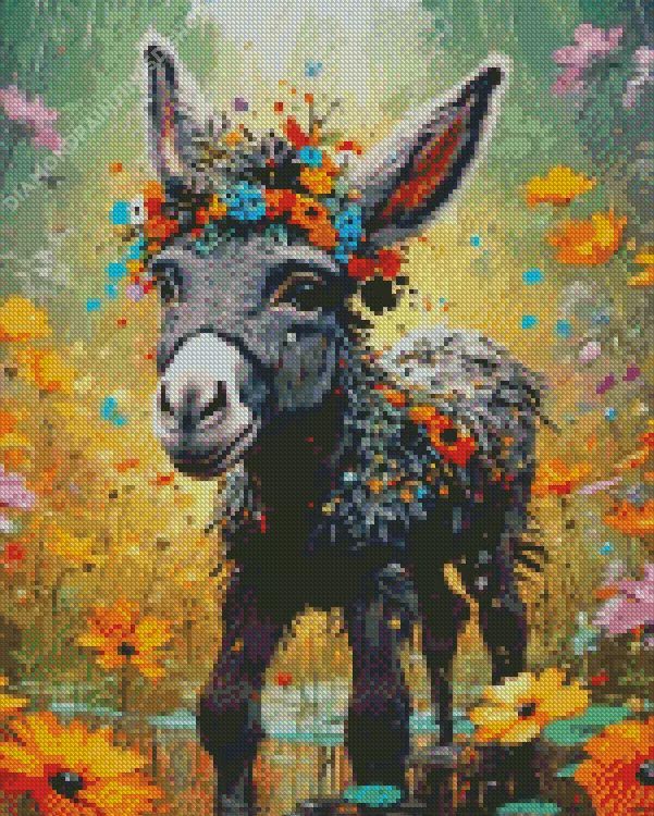 aesthetic donkey flowers art Diamond By Numbers Aesthetic Donkey Diamond Painting