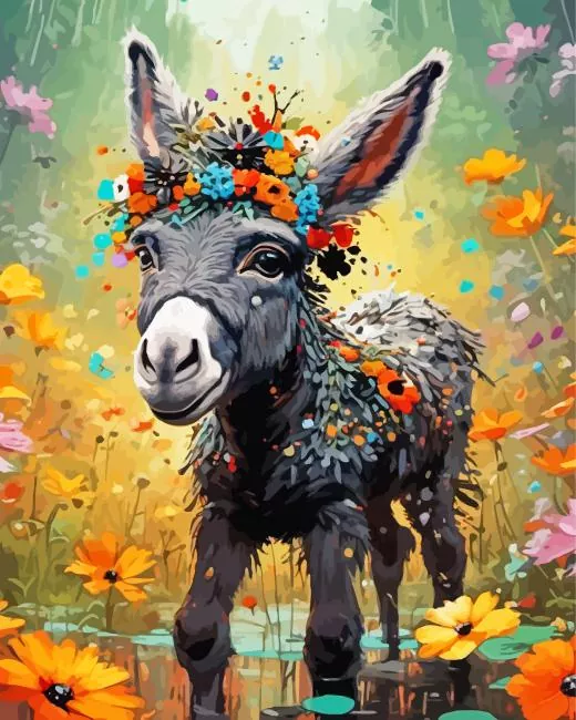 aesthetic donkey flowers art Diamond Paints Aesthetic Donkey Diamond Painting