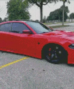 Hellcat Charger Red Diamond Painting