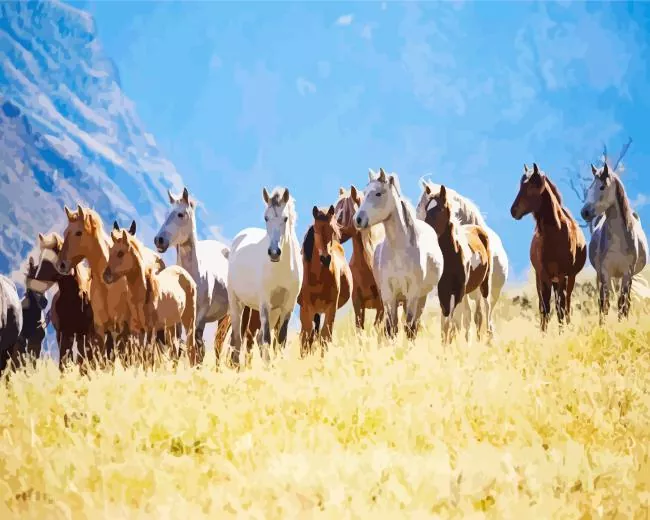 herd of horses Diamond Paintings Herd Of Horses Diamond Painting