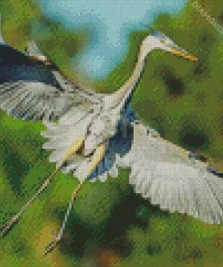 Heron Bird Flying Diamond Painting