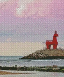 Red Horse Lighthouse Diamond Painting