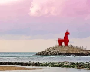 Red Horse Lighthouse Diamond Painting