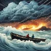 Boat In Storm Diamond Painting